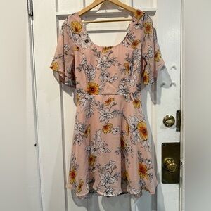 Lulu's Pink Floral Mini Dress